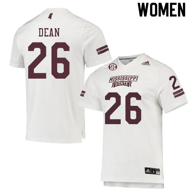 Women #26 Jace Dean Mississippi State Bulldogs College Football Jerseys Sale-White
